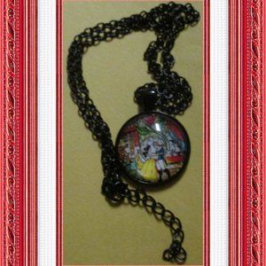 Black Tone Beauty & The Beast Inspired Necklace